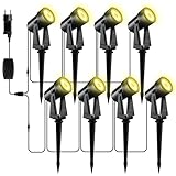 Yuusei Gartenbeleuchtung 8er Set/26M, Warmweiß 3000K Led Strahler Außen, IP65 Wasserdicht Gartenlampe für Außen Garten Terrasse Bäume Rasen