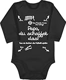 Baby Body langarm Mädchen Junge - Sprüche - Papa du schaffst das Fußball - weiß - 3/6 Monate - Schwarz - mit aufschrift anleitung daddy babybodys bodys lustige babygeschenke kannst babystrampler