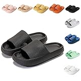 Sumvov Cozyslides Original Damen Schlappen 100% EVA Super Weich Rutschfest Badeschuhe Cozislides Original Hausschuhe Damen Herren,Schwarz,40/41 EU