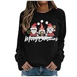 Damen Pullover Weihnachten Weihnachts Sweatshirt Langarm Weihnachtspullover Rundhals Weihnachtspulli Weihnachtsmotiv Christmas Sweater Winterpullover Weihnachtsoutfit Teenager Mädchen Pulli Oberteile