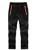 Zzkouine Kinder Softshellhose Schneehose Skihose Warme Hosen Jungen Mädchen Winterhose Outdoorhose Wanderhose, Schwarz/Tarnung 134-140