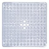 shirylzee Duschmatte rutschfest, Quadrat Duscheinlage, Badewannenmatte, Dusche Antirutschmatte mit Saugnapf, Anti Schimmel antibakteriell & maschinenwaschbar, BPA-frei (Transparent, 53 x 53 cm)