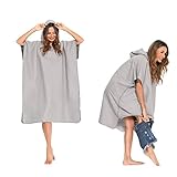 SINJYUN Handtuch Poncho Erwachsene Microfaser,Badeponcho Herren mit Kapuze,Surf Poncho Herren Mikrofaser für Surfen Schwimmen