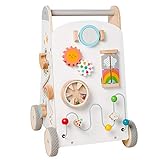 howa Lauflernwagen Holz, Lauflernhilfe ab 1 Jahr, Lernlaufhilfe Baby im Regenbogendesign, rundum bespielbar, gummibereifte Räder, viele Spielelemente, Holzspielzeug Baby Walker 6016