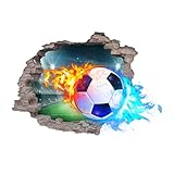 Zfseyuh Fußball Wandtattoo 3D Wandsticker Fussball Kinderzimmer Jungen Selbstklebende Durchbruch Poster Junge für Jugendzimmer Kinderzimmer Teenager Schlafzimmer