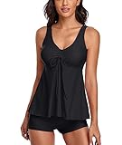 wihnsinop Tankini Damen Bauchweg Badeanzug Push Up Oberteil mit Badeshorts Bademode Set Zweiteiler Sommer Drucken Badeanzüge für Damen Strand Ferien Freizeit