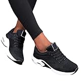 Minetom Sneaker Damen Mesh Laufschuhe Turnschuhe Sportschuhe Running Tennis Schuhe Straßenlaufschuhe Dämpfung Leichtgewichts Atmungsaktiv Walkingschuhe Outdoor Fitness Jogging B1 Schwarz 39 EU