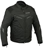 GEARX Wirbelsäulengepolsterte Motorradjacke. Wasserdichte Außenpolster. Gesäßtasche, L