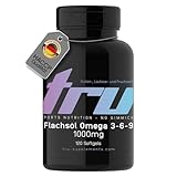 TRU Sports Nutrition | Flachsöl Omega 3-6-9-120 Softgels - 2000mg Flachsöl pro Tag - enthält EPA, DHA und ALA - Hochdosiert | Herstellung & Laborprüfung in Deutschland