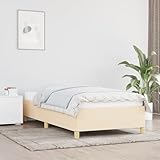 Juroupi Bettgestell Bett Bed Frame Bedrahmen Lattenrost Betten Creme 80x200 cm Stoff