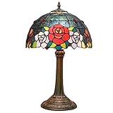 Buntglas-Tischlampe, Tiffany-Stil, zweifarbig, Rose, 30,5 cm, Nachttischlampe, Leselampe für Schlafzimmer, Wohnheim, Wohnzimmer, Küche – Heimdekoration