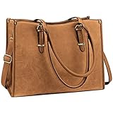 NUBILY Handtasche Damen Shopper Damen Groß Umhängetasche Laptoptasche 15.6 Zoll PU Leder Aktentasche Frauen Gross Arbeit Schule Business Tasche (Braun)