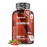 Guarana Kapseln - 4800mg reiner Guarana Extrakt - 180 Kapseln - Für Konzentration & Energie - 3 Monate Vorrat - Natürliche Guarana Samen - Alternative zu Koffein Kapseln & Tabletten - WeightWorld