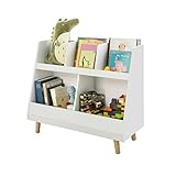 SoBuy KMB19-W Kinderregal mit 5 Fächern Bücherregal Aufbewahrungsregal für Kinder Standregal mit Massivholzbeine weiß BHT ca.: 86x77x36cm