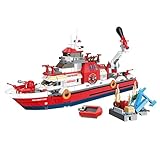 SymGrpu Rettungsboot-Bausteine Bausatz, Stadtfeuerwehr-Rettungsboot-Klemmbausteine-Sammlung, STEM-Spielzeug-Geschenk für Kinder 6-12+, Jungen und Mädchen, 588 Teile