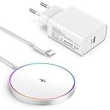 15W Mag-Safe Ladegerät, Wireless Charger iPhone mit 20W USB C Ladegerät für Apple iPhone 16/15 Pro Max/15 Plus/15/14/14 Pro/13/12/11,AirPods, Induktive ladestation iPhone Kabelloses Ladegerät Ladepade