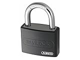 ABUS Vorhängeschloss T65AL/40 myLOCK - individuell beschreibbar - Spindschloss - massiver Aluminium-Schlosskörper - ABUS-Sicherheitslevel 5 - Schwarz