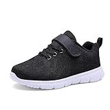 Qciplr Turnschuhe Jungen Mädchen Sportschuhe Laufschuhe Mesh Atmungsaktiv Hallenschuhe Tennisschuhe Leicht Outdoor Fitness Sneaker Schwarz 35EU