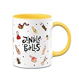 Tassenbrennerei Tasse - Jingle Balls - Penis Weihnachtstasse lustig - Geschenk für Männer & Frauen - Ugly Kaffeetasse für Weihnachten (Gelb)