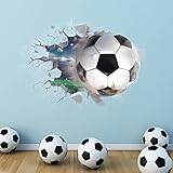 TOARTI 3D Wandtattoo Fußball,Durchbruch Wandaufkleber für Kinderzimmer Jungen,Bunte FussballWandbild,Wandtattoo Junge Teenager,Videospiel Wandstikcer für Schlafzimmer Deko Geschenk,61×46CM