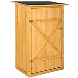 tectake® Holz Gartenschrank, Outdoor Schrank wetterfest, 75 x 56 x 118 cm, Geräteschrank mit 2 Regal Böden, Terrassenschrank, Balkonschrank, Gerätehaus, Garten Möbel