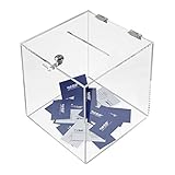 HMF 46917 Acryl Spendenbox mit Schloss | 25 x 25 x 25 cm | DIN A5 | Transparent