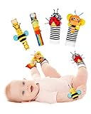 Infinno Handgelenk Rasselsocken und Fußfinder Baby Spielzeug, Babyspielzeug Lernspielzeug Für Neugeborene Jungen und Mädchen 0–12 Monate Babygeschenke Für Babyparty, Babygeburtstag