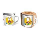 Trötsch Bobo Siebenschläfer Emailletasse Streifen: Kaffeetasse Teetasse Geschenkidee Geschenk Tasse Emaillebecher