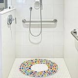 Tutamaz Duschmatte rutschfest Rund 60 cm, duscheinlage rutschfest, PVC-Luffa Material, schnell trocknend, mit Ablauflöchern, für rutschfeste Sicherheit in der Dusche und Badewanne