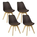 WOLTU 4er Set Esszimmerstühle Küchenstuhl Design Stuhl Esszimmerstuhl Kunstleder Holz Braun BH29br-4