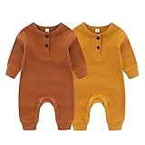 ZAV Solid Unisex Neugeborene Baby Jungen Mädchen Strampler 2er Pack Langarm Jumpsuits Säuglingskleidung Outfits.