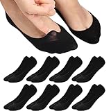 ILovDaisy 8 Paar Füßlinge Ballerina Socken Damen Atmungsaktiv Füsslinge, Unsichtbare Sneaker Socken No Show Rutschfeste Socken mit Siliconpad Kurze Socken Halbsocken Schwarz 39-42