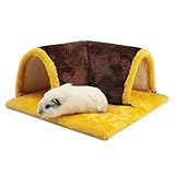 Meerschweinchentunnel, Hamster-Tunnel, für den Winter, warm, Meerschweinchentunnel, Kleintierversteck für Käfig, Kleintierbett, Haus für Eichhörnchen, Hamster, Chinchilla, Kaninchen (Gelb)