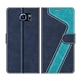 MOBESV Handyhülle für Samsung Galaxy S6 Hülle Leder, Samsung Galaxy S6 Klapphülle Handytasche Case für Samsung Galaxy S6 Handy Hüllen, Modisch Blau