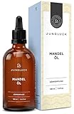 Junglück veganes Mandelöl | 100 ml in Braunglas | Feuchtigkeitspflege & Anti-Aging für Gesicht & Haut | Reines Öl aus Kernen der Mandel | Natürliche & nachhaltige Kosmetik made in Germany