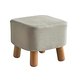 IBUYKE Polsterhocker, Fußhocker, Sofa hocker Stoff hocker mit abnehmbarem Leinenbezug 4 Beine gepolstert, für Wohnzimmer,Soft Sitzkissen aus Linen, Platz Beigen RF-BD020