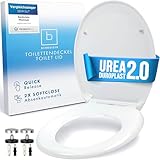 Benkstein® Premium Toilettendeckel antibakteriell oval weiß - Duroplast Klodeckel mit Quick-Release-Funktion und Softclose Absenkautomatik - Toilettensitz aus rostfreiem Edelstahl abnehmbar WC Sitz