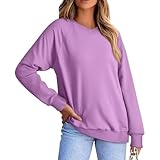 PingShun Angebote Pullover Damen Baumwolle Sweatshirt ohne Kapuze Einfarbig Langarmshirt Raglanärmel Bluse V Ausschnitt Oberteile Frühlings Winter Longshirt Sport Langarm Pulli Teenager Mädchen