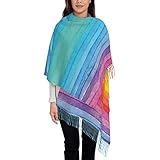 DHWUIASF Totenkopf-Skelett-Quasten-Schal für Damen, Damen, Schals, Winter, Frühling, lang, weich, warm, Stola, Regenbogenfarben gestreift, One size