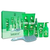 Give Me Kosmetik Haarpflege Geschenkset Aloe Vera & Kokosöl Sulfatfrei Shampoo & Conditioner Haarmaske Hitzeschutzspray Haarserum Hitzeschutz Entlüftungsbürste Geschenksets für Frauen