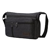 BOMKEE Umhängetasche Herren Schultertasche Messenger Bag Wasserdicht Canvas Crossbody Tasche Aktentasche Studenten (2026 Schwarz)