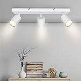 Kambo Weiß Strahler Deckenleuchte 3 Flammig LED - Schwenkbar Deckenstrahler GU10 - Modern Deckenlampe 3 Spot - Metall Wandstrahler Deckenspot Innen Wohnzimmer - Ohne Leuchtmittel