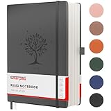 Smarpau Notizbuch A4 Lined Journal, Hardcover Leder Journal mit 320 Seiten 100gsm dickes Papier, Notizbücher für Erwachsene Arbeit, Schreiben, Notizen, Lernen, Reisen, 21.5 x 28cm - Schwarz