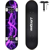 LAYENNE Skateboard, 31 * 8 Zoll Komplettes Skateboard, 7 Schichten Ahorn Skateboard Deck, ABEC-11 Halterung, Geeignet für Erwachsene, Anfänger, Jungen, Mädchen, Jugendliche und Kinder-Purple