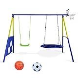 CCLIFE Schaukelgestell Outdoor 200kg Multifunktionales 4-in-1 Schaukelgestell Metall Kinderschaukel Nestschaukel mit Gestell Outdoor ZERRO