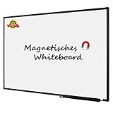 Lockways Whiteboard - Magnetisch Stabiler Tafel - praktische Weißtafel 90 x 120 cm, schwarz Metall Rahmen für Schule, Wohnung und Büro