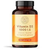 Vitamin D3 1000 I.E. – 400 Tabletten über 1 Jahr Vorrat – Vitamin D für Immunsystem, Knochen, Zähne & Muskeln – Hochdosiert - Vegetarisch - Alpha Foods