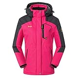 donhobo Damen Outdoorjacke Winddicht Wasserdicht Atmungsaktiv Funktionsjacke Verdickt Fleece-Futter Winterjacke Softshelljacken Wanderjacke (Rose, L)