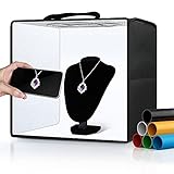 Glendan Fotobox zum Fotografieren，30x30cm Professionelles Fotostudio Licht Box mit 112 Dimmbares LED - Lichtern und 6 Pieces Hintergrund für Schmuck und kleine Artikel Produktfotografie Lichtzelt…