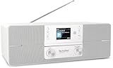 TechniSat DIGITRADIO 371 CD BT - Stereo Digitalradio (DAB+, UKW, CD-Player, Bluetooth, Farbdisplay, USB, AUX, Kopfhöreranschluss, Kompaktanlage, Wecker, 10 Watt, Fernbedienung), Weiß/Silber